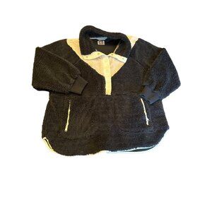 Fp Movement M Black & White Pullover Jacket With Snap Buttons Oversized